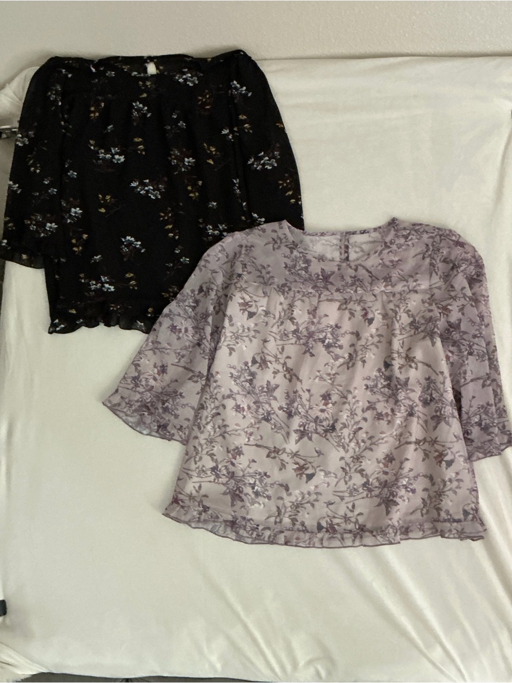 X2 Light Purple & black Floral Blouses - Women's Top
